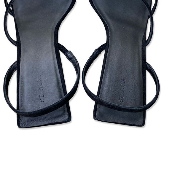 St Agni Spiral Wedge sandals shoes black suede platforms Revolve Sz 9 - Picture 9 of 16